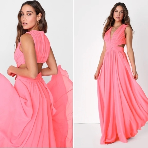 LULU's Prom Wedding Bridesmaid Vivid Imagination Cutout Maxi Dress • Small NWOT - Picture 1 of 3
